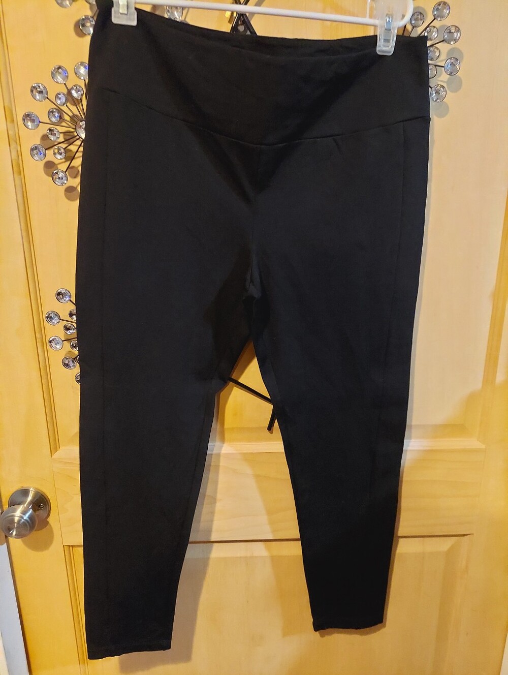 stella and dot cotton and faux leather black leggings